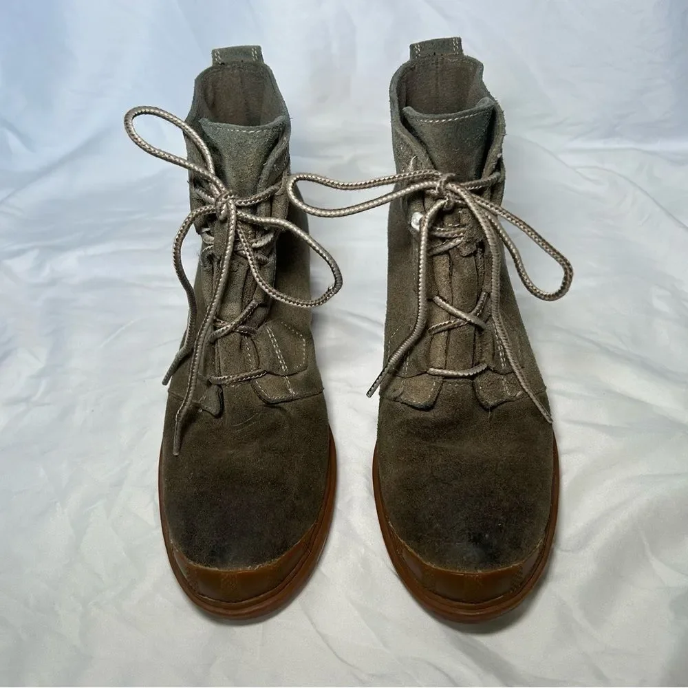 Sorel Toronto green suede lace up waterproof wedge boots women’s shoe size 7.5